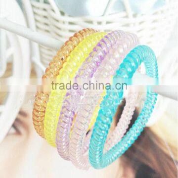 Transparent 5mm Telphone Line Hair Ring Rope Ponytail Holder photo-5