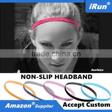 NON-SLIP Rubber Elastic Headband Stretch Strap Yoga Head Belt - Mini Bands Trendy Authentic Sportsbands - Accept Custom