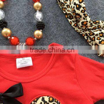 2016 New Baby Girls Spring Outfit Suit Red Leopard Top Kids Clothes With Matching Accessories photo-5