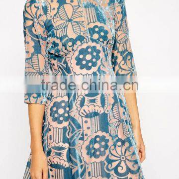 Skater Dress in Premium Velvet Burn Out photo-3