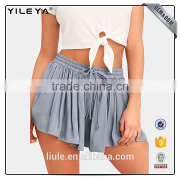 elegant blue loose style soft women shorts with string