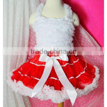 Teen Adult Christmas Red White Satin Binding Pettiskirt Party Dance Dress Tutu