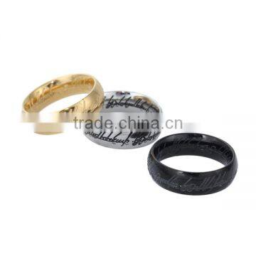 Titanium Steel Unadjustable Rings Black Message photo-2