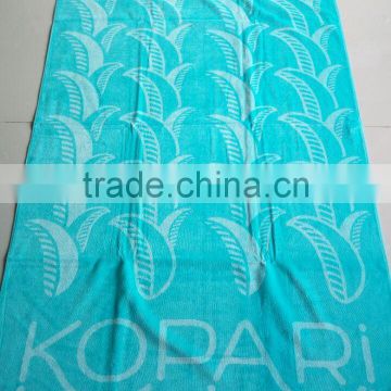 100%cotton terry jacquard/velour design yarn dyed Blue color with hunging loops summer beach/bath pool Luxury Towels