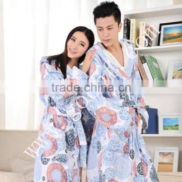 Reactive printed hooded bathrobe terry 100% cotton