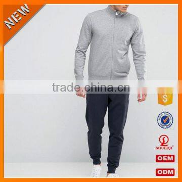 Top Design 100% Cotton Tracksuit/ Comfortable Plain Elasticated Waistband Tracksuit With Zip Through Front H-1811