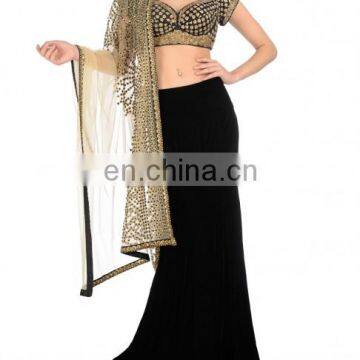 Black Lengha Set with Sequined Dupatta