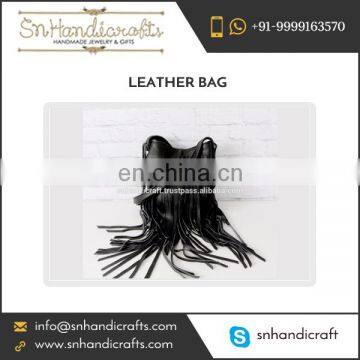 100% Genuine Leather Made Fringed Black Leather Bag from Leading Manufacturer