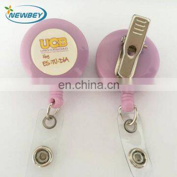 Decorative epoxy logo retractable string swivel badge reel with alligator clip