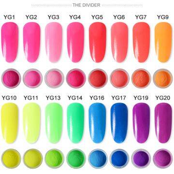 Easy soak off long lasting acrylic system nail dip powder private label neon color dipping powder