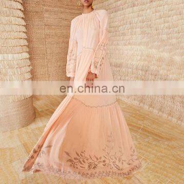 TWOTWINSTYLE Casual Print Summer Dress Women O Neck Lantern Long Sleeve High Waist Ruched Dresses photo-3