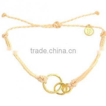 Fashion Gray String Cross Bracelet Connected Gold Ring for Girl photo-6