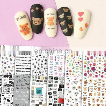 JOYFUL 442-479 Hot Selling Cute Bear Flower Colorful Nail Stickers 3d Adhesive Waterproof Decals photo-2