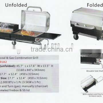 portable charcoal & gas combination grill