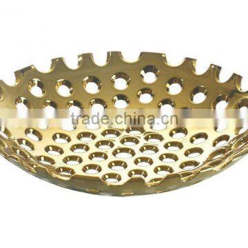 Gold-plating Plastic hollowed-out fruit tray