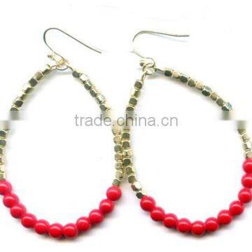 Pearl Earring in Yiwu Imitation Pearl And Brass Beads Jewelry Earrings Fish Hook Hoop Earring 2016