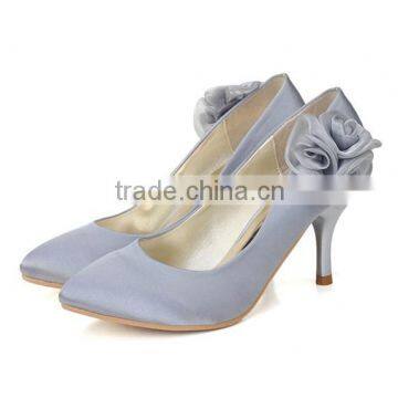 Hot Sale Elegant Designer Lady Silver Gray Bridal Wedding Office Party Dress Shoes photo-3