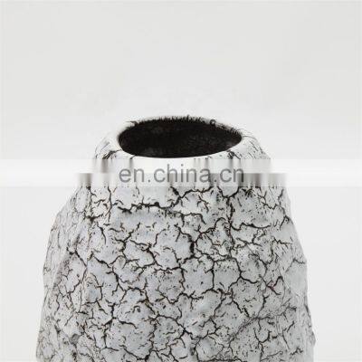 New Product Modern White Round Crack Ceramic Flower Vast for Home photo-3
