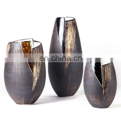 High Quality Handmade Embossed Creative Home Decor Craft Decorative Ceramic Vase with Resin