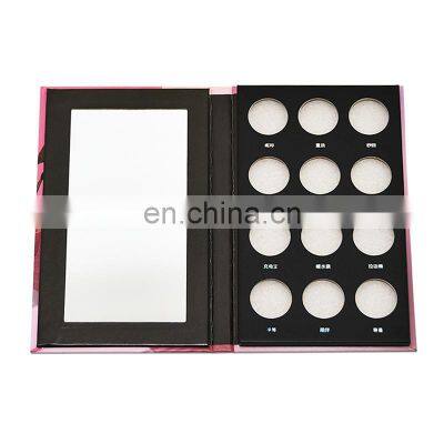 Private Label Holographic Make Up Pigmented Empty Square Makeup Book Shaped Cardboard Packaging Pan