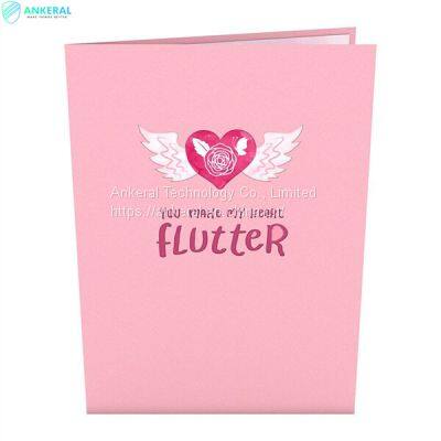 Winged Heart 3D Folded Card Personalized Valentine’s Day Card Best Gift for Lover photo-3