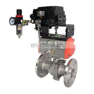 Spring Returned Flange Pneumatic Ball Valve Stainless Steel Material with 4-20mA Modulating Positioner