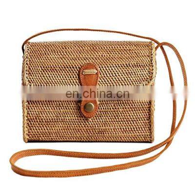 Handwoven Rattan Bags For Women/ Natural Round Rectangle Rattan Handbags With Crossbody