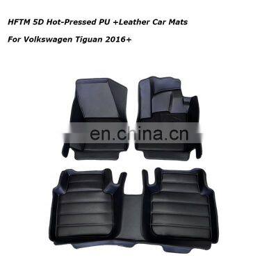 HFTM Customized Decorative Original Car Kick Full Floor Mat Wrap 5D HOT-Pressed PU Leather Carpet for Volkswagen Tiguan2016+ photo-2
