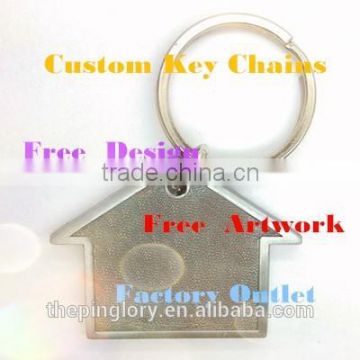 house shaped key chain metal key chain customized key chains