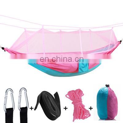 Portable Hammock Outdoor Camping 1-2 People With Mosquito Net High Strength Parachute Fabric Hanging Bed Hunting Sleeping Swing