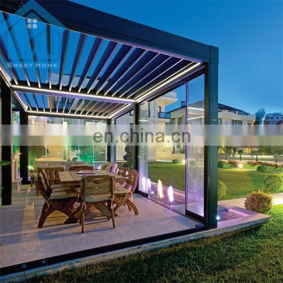 Waterproof Outdoor Garden Bioclimatic Pergola Aluminium Opening Louvre Roof