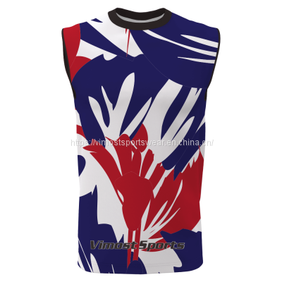 good quality sublimated sleeveless polyester t-shirts with latest fashionable design