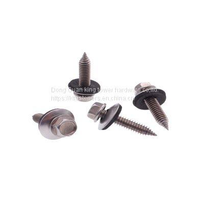 custom drawing  Hex Flange Head self-tapping screws with spring washer