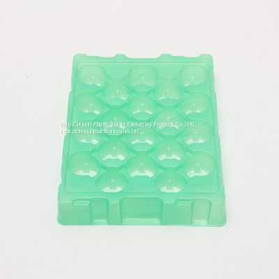 thermoformed blister packaging inner trays green PET vacuum forming  plastic blister insert trays