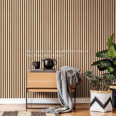 Soundproofing Materials Laminated PET Felt and Wood Veneer MDF Wood Slat Acoustic Panel for Wall and Ceiling