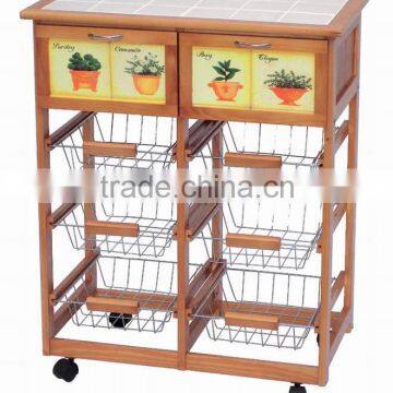 Pine wood Kitchen Trolley