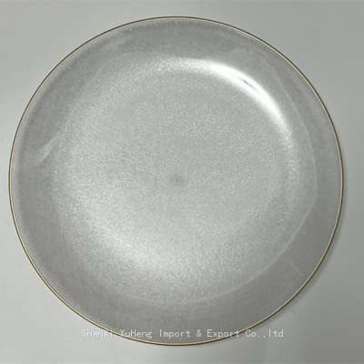 Cheap Wholesale Transparent Plastic Charger Plate With Gold Rim photo-5