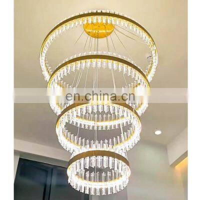 Simple Hanging Living Room Decorative Ceiling Pendant Lights Circle Rings Gold Luxury Modern Led Chandelier