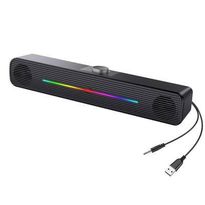 Wireless PC Laptop Desktop Usb Multimedia Small Speakers Long Strip Luminous Sound Bar Subwoofer TV Bar RGB Speaker