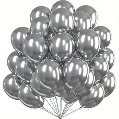 Wholesale Thickened Metallic Balloons - 12 Inch Chrome Latex Balloons, Heavy-Duty Party Balloons