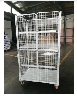 Metal Frame Warehouse Logistic Trolley Cage Trolley , Heavy Duty Cage Trolley Custom Size Roll Container