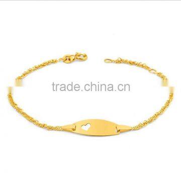 Stainless Steel 18k Gold Engeraved Free Singapore Links Heart ID Bracelet