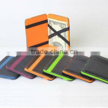 Fashion PU leather magic flip wallet with colorful combination