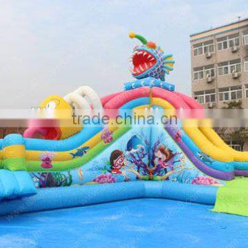 giant shark and dragon on land theme water park