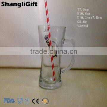 330ml Glass Beer Cup 11oz Thick Bottom With Handle