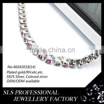 2015 Latest Design 925 Stering Silver Rhodium Plated Beautiful Ruby Stone Bracelet for Gilrs photo-3