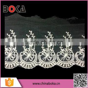 BOKA Mesh Scalloped Flower Embroidered Border Lace