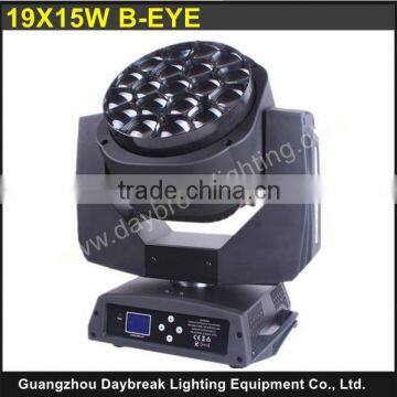 2015 Stage new product B EYE 19 X 15W RGBW 4IN1 Zoom bee eyes, led moving head light, multifunctional led bee eye beam and wash