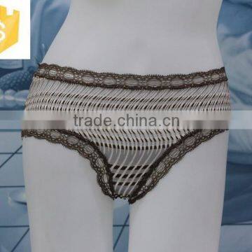 hot sell sexy underwear young lady panty,lace waistband and stripe covering panty