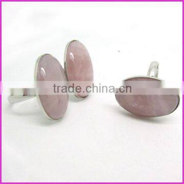 RG1052 Rose Quartz Gemstone Ring,Bezel Setting Ring,Adjustable Ring